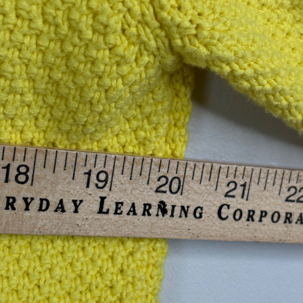 VTG LL Bean Yellow Cardigan Sweater L Crochet Cotton Old Money Preppy Easter Y2K - Picture 9 of 11